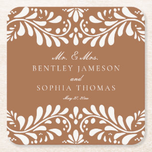 Clay Talavera Tegel Spaanse stijl Fiesta bruiloft Vierkante Kartonnen Onderzetter