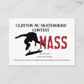 Clayton NC Skateboard Contest INVITATION Informatiekaartje (Voorkant)