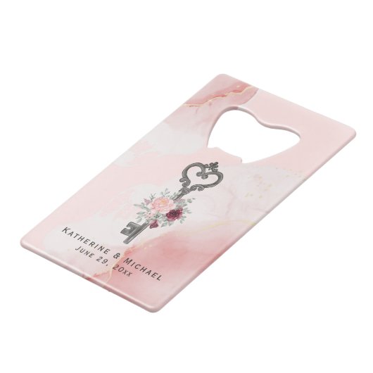 Clé À Mon Coeur Bouteille Ouverture Mariage Faveur (Devant Angle)