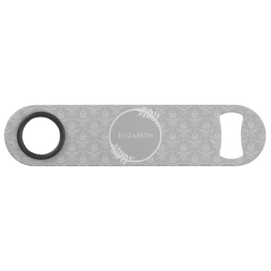 Clé de barre personnalisée Gris Elegant Damask (Devant (Horizontal))