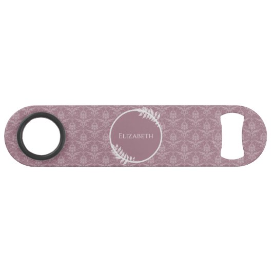 Clé de barre personnalisée Mauve Elegant Damask (Devant (Horizontal))