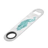 Clé de barre personnalisée Peacock turquoise Éléga (Dos Angle)