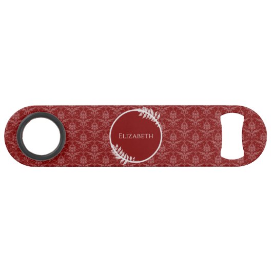 Clé de barre personnalisée rouge élégante Damas (Devant (Horizontal))