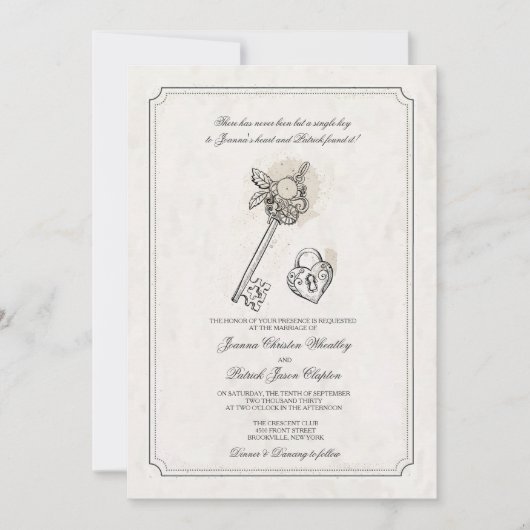 Clé De Mes Invitations De Mariage Coeur (Devant)