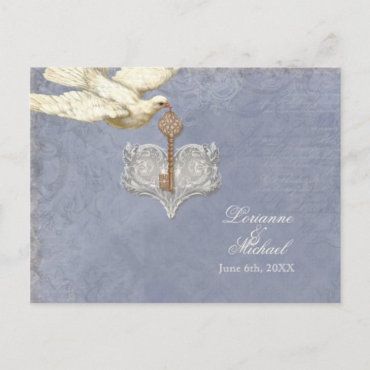 Clé de mon coeur, Doves RSVP réponse carte postale (Devant)