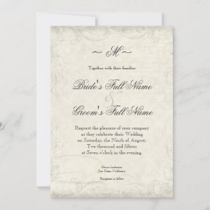 Clé de mon coeur, Doves Swirl Mariage Invitation