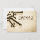 Clé de son coeur Vintage Mariage Cartes RSVP (Dos)