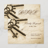 Clé de son coeur Vintage Mariage Cartes RSVP (Devant / Derrière)