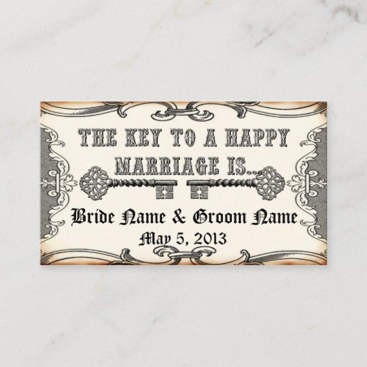 Clé du mariage Enregistrer la date Conseil Carte d (Devant)