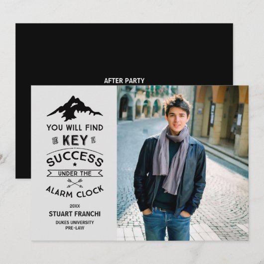 Clé du succès Invitation à un diplôme humoristique (Devant / Derrière)