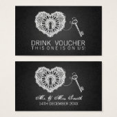 Clé Élégante du bon de boisson à mon coeur Noir (Devant & derrière)