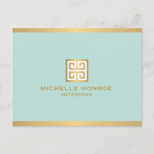 Clé Gold grecque élégante sur carte postale (Devant)