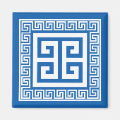 Clé grecque - Aimant blanc et bleu (Devant)