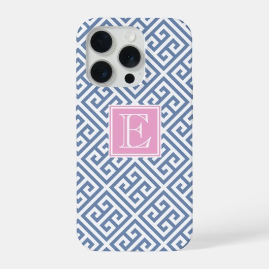Clé Grecque Bleu Et Blanc De Preppy Monogramme (Verso)