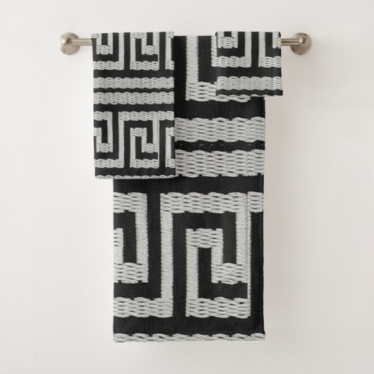 Clé grecque de designer à aspect piqué gris (En situation)