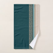 Clé grecque - Meander - Taupe et vert (Serviette à main)