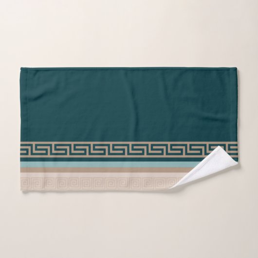 Clé grecque - Meander - Taupe et vert  (Serviette à main)