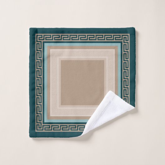 Clé grecque - Meander - Taupe et vert (Gant de toilette)