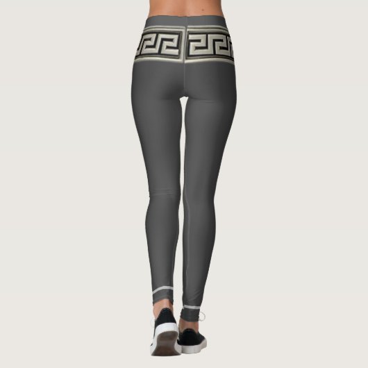 Clé grecque Medusa Argent sur Leggings gris (Dos)
