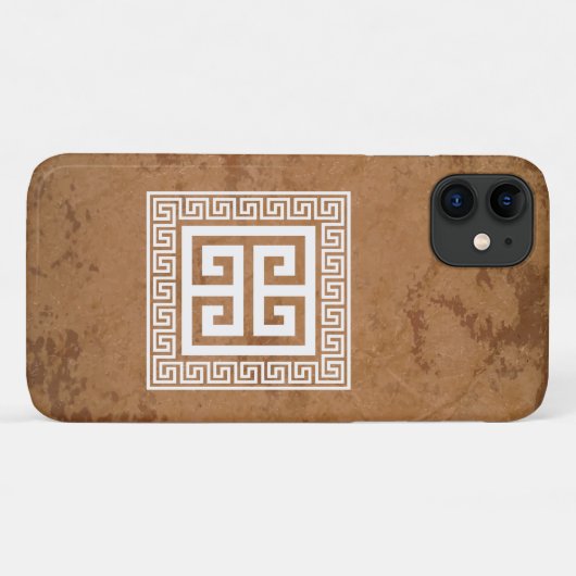 Clé grecque Motif blanc design iPhone / coque ipad (Dos (Horizontal))