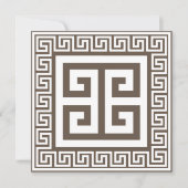 Clé grecque Motif blanc et Brown carte design (Devant)