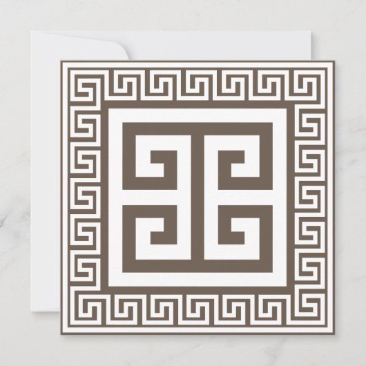 Clé grecque Motif blanc et Brown carte design (Devant)