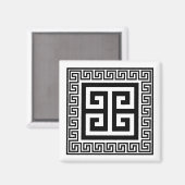 Clé grecque Motif noir Magnet (Recto/Verso)