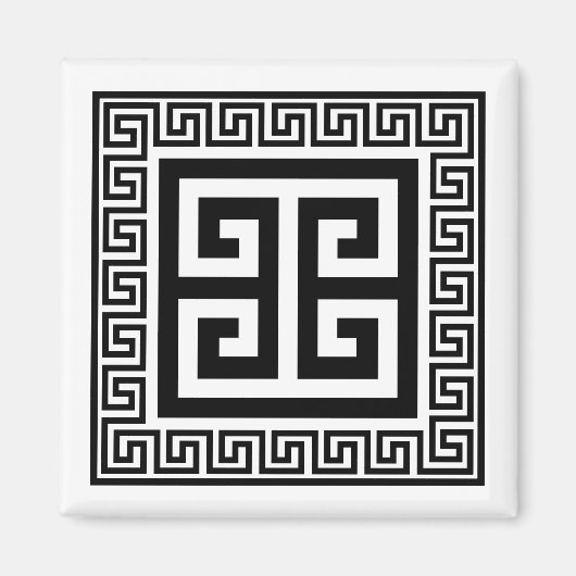 Clé grecque Motif noir Magnet (Devant)