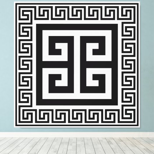 Clé grecque Motif noir toile design Imprimer (Insitu (Plancher de Bois))