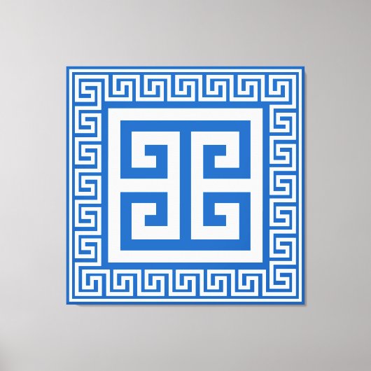Clé grecque Motif toile blanche et bleue Impressio (Recto)