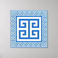 Clé grecque Motif toile blanche et bleue Impressio
