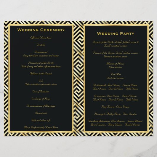 Clé grecque or & programme de mariage de couronne (Dos)