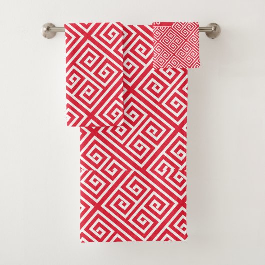 Clé grecque rouge blanc Motif minimal (En situation)