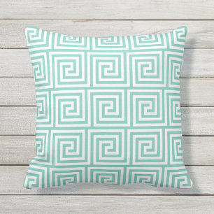 Clé grecque turquoise des Coussins de l'extérieu