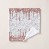 Clé Marbre noir blanc Rose Gold Parties scintillan (Gant de toilette)