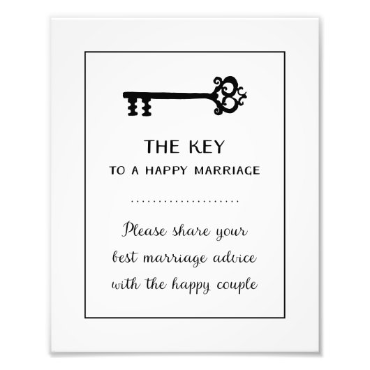Clé Pour Un Mariage De Mariage Heureux Signe Photo (Devant)
