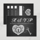 Clé RSVP Mariage Élégante À Mon Coeur Noir (Devant / Derrière)