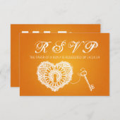Clé RSVP Mariage Élégante À Mon Coeur Orange (Devant / Derrière)