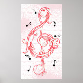 clé treize rouge scrollwork sol note clé affiche (Devant)