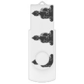Clé USB Bouddha, noir sur le blanc, bouddhisme, paix, zen, (Devant (Vertical))