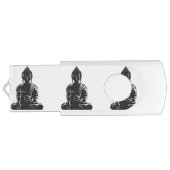 Clé USB Bouddha, noir sur le blanc, bouddhisme, paix, zen, (Dos)