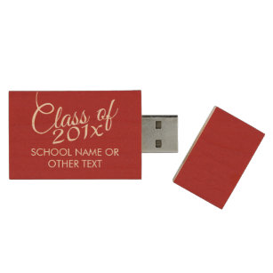 Clé USB Classe de Graduation rouge de l'année et du texte 