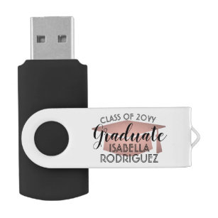 Clé USB Classe d'études Année et nom Rose Gold Faux Foil