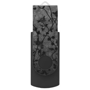 Clé USB Floral d'antiquité gothique noir et blanc