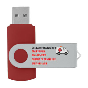 Clé USB Information Médicale de secours en main