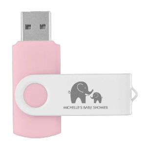 Clé USB Lecteur flash USB baby shower gris personnalisé
