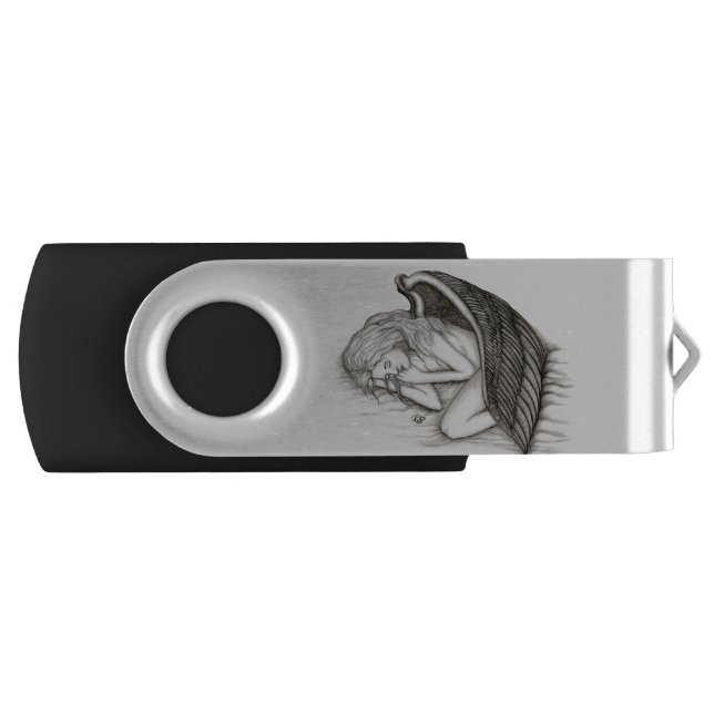 Clé USB Un Angel endormi, noir et blanc (Devant)