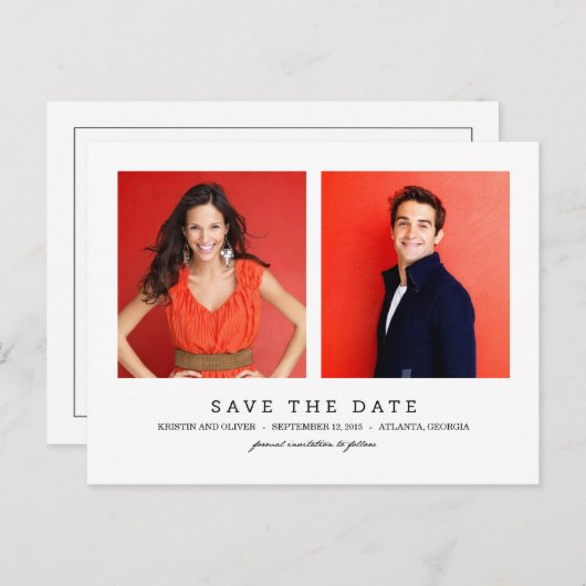 CLEAN 2 Photos Enregistrer La Date Carte Postale (Devant / Derrière)