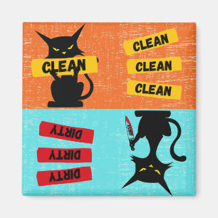 Clean and Dirty Funny Cat Dishwasher Magnet Magneet
