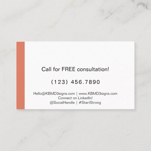 Clean Approachable Oranje Service Visitekaartje (Achterkant)